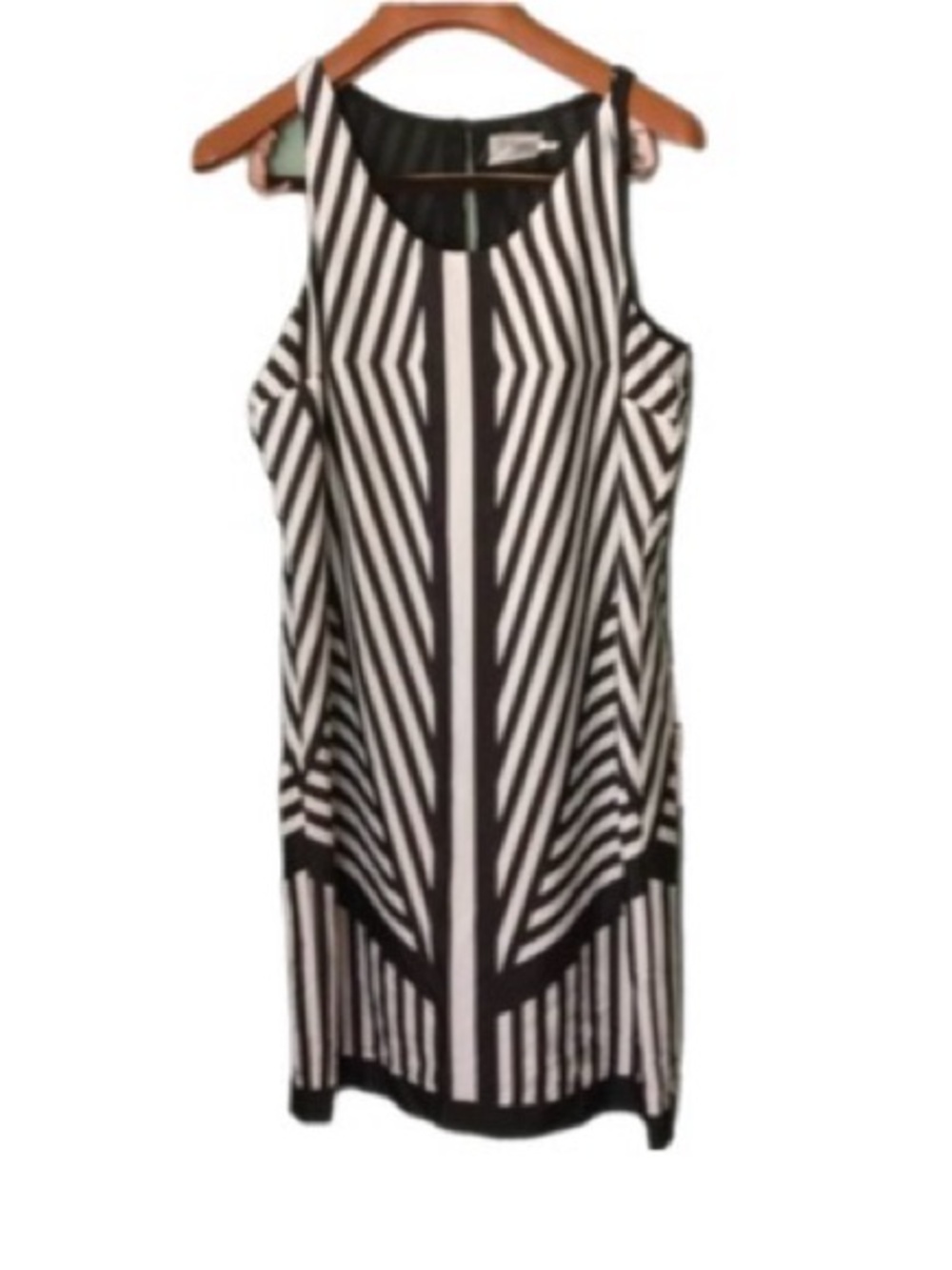 J Taylor black & white geometric patterns casual halter summer work dress sz 12